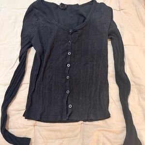 Black Button-Up Women's Top